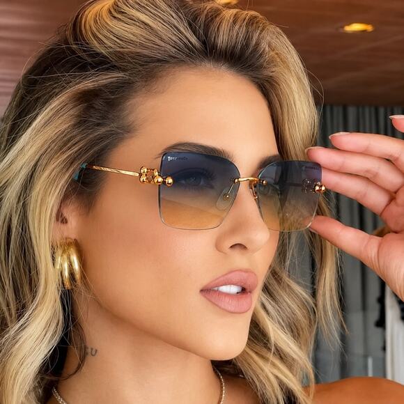 Tiffany & Co. Accessories - Tiffany & Co. TF3088 Asian Fit 610516 Gold Rimless Gradient Sunglasses